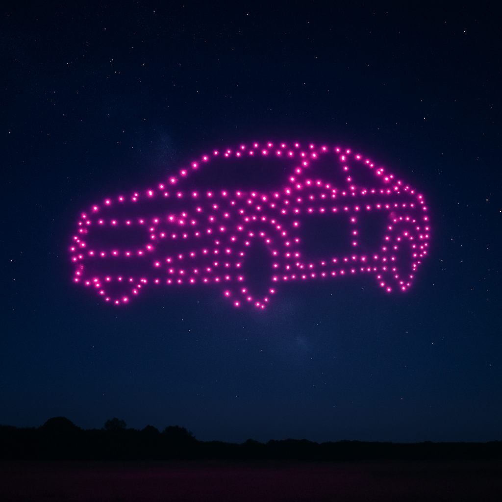Drone show car in the sky
